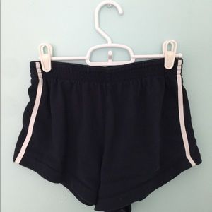 Brandy shorts navy with white stripes.